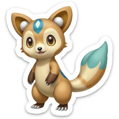 Colorful Skilled Adept Graceful Asian Painted Meloetta-Teddiursa-Oshawott-Floatzel-Ursaring-fusion-hybrid-creature (full body) sticker