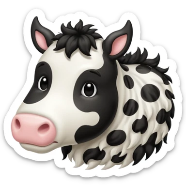realistic white and black spotted cow tail, fluffy texture, slight curl at the end, soft shading, no background, transparent PNG style, emoji aesthetic sticker