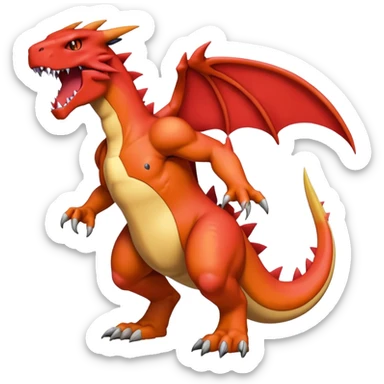 Cool edgy Guilmon-Agumon-Charizard-Digimon, full body sticker