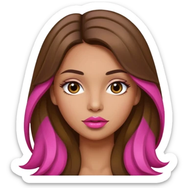 Olive skin full pink lips long brown hair with highlights  sticker