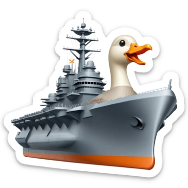 A battleship aircraft carrier hybrid with a goose head instead of the front command tower, with orange beak sticker