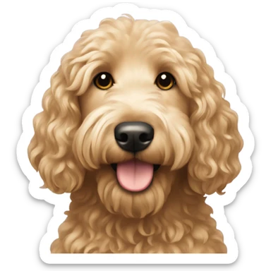 Goldendoodle with long wavy hair  sticker