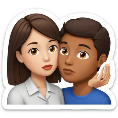 realistic filipino boy kissing white brunette with hazel eyes sticker