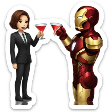 Iron man drinking vodka with black widow sticker