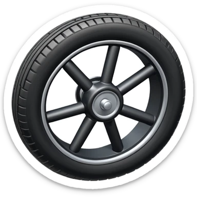 The aircraft's landing gear is one inflated, plump wheel with a strut, black in color, cartoon-style, isometric sticker