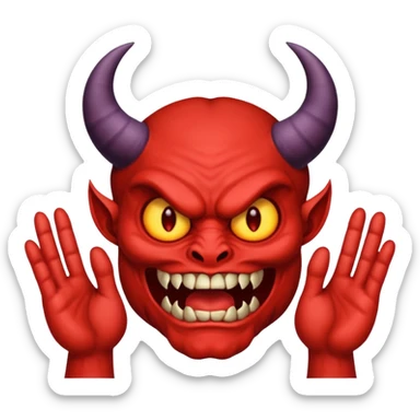 A demon with 2 hands one hand has a 9 on top and the other hand has a 9 on top  sticker