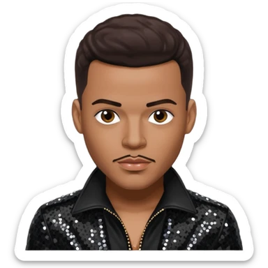 Christopher Williams, R&B Singer with dark brown hair, black sequin outfit sticker