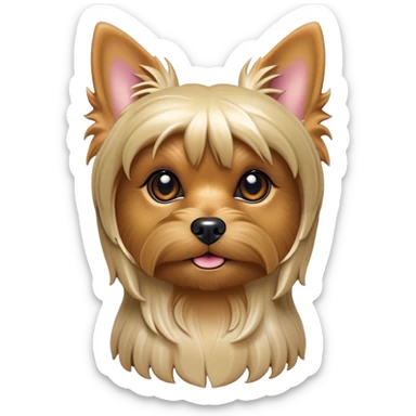 Cinematic Noble Yorkshire Terrier Portrait Emoji, Exuding refined charm and dignified poise, with a lustrous, silky fur in rich, deep hues, alert eyes and a confident expression, simplified yet exquisitely detailed, glowing with a soft, aristocratic radiance, high shine, embodying intelligent grace and classic elegance, soft glowing outline, capturing the essence of a regal Yorkshire Terrier ready to rule the screen with effortless sophistication! sticker