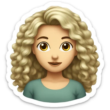 ragazza con capelli lisci di media lunghezza, biondo scuro, occhi verdi e entiggini sticker