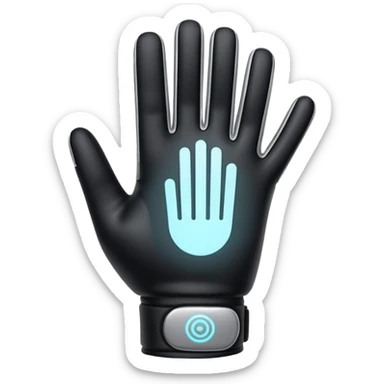 Minimal emoji of a futuristic nano-tech glove with subtle glowing lines, flat sci-fi wearable icon sticker