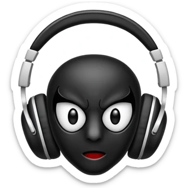 The black spider emoji but with white headphones sticker