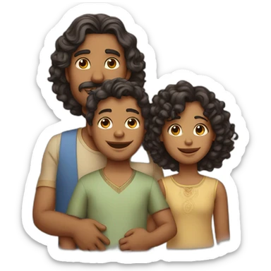 indian family with dad straight hair and one son straight hair and mom curly hair and one daughter curly hair sticker