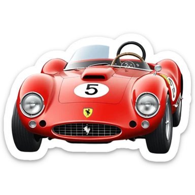  Hazy-blue Fenderless extended-wheelbase 1956 luxury racing Ferrari lowered powerful V-8 engined racing car featuring advanced rugged 4 wheel independent suspension, power steering, disc brakes, small leather covered steering wheel, side mounted cowl exhaust  sticker