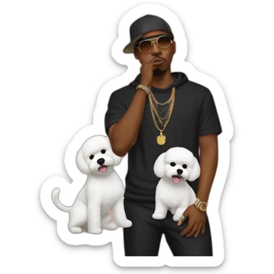 rappers men with bichon sticker