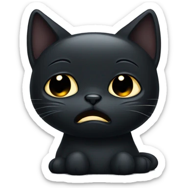 Sad black cat crying with tears sticker