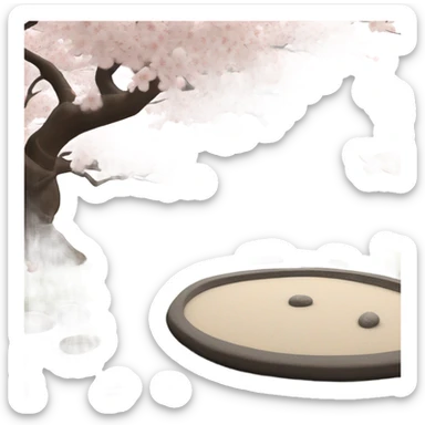 Image of cherry blossoms and a Zen gardening sticker