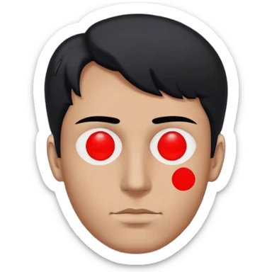 Super idol with only half of his face being visible and he has no eyes but halfway through appears 2 red dots as eyes and super idol is a Cold War (if it was in the Middle East) color and the background is pitch black  sticker