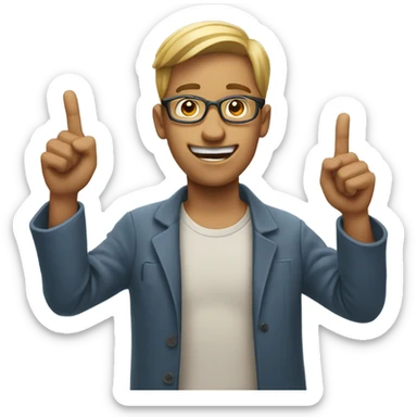 A person pointing at two different objects sticker