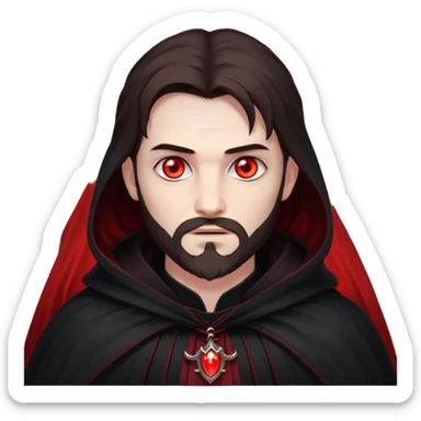 Evil, shadowie Male lord with Red glowing eyes and Long darkBrown Hair and chin beard sticker