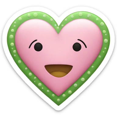  pink heart with green dots sticker