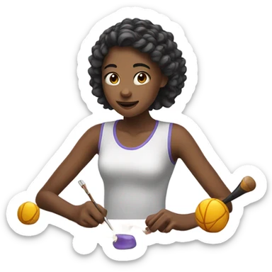 girl doing a lot of hobbies at once sticker