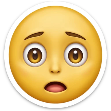 traumatized classic round yellow emoji face, wide eyes, trembling mouth, sweat, shocked expression, no human features sticker