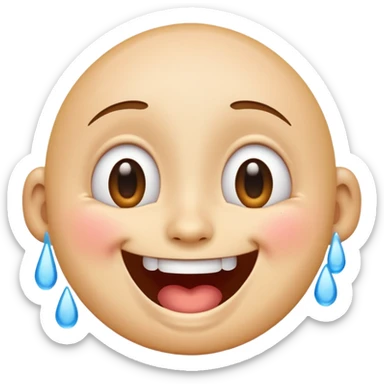Emoji, laughing face with lots of tears of joy exactly from eyes, wide smile, big eyes sticker