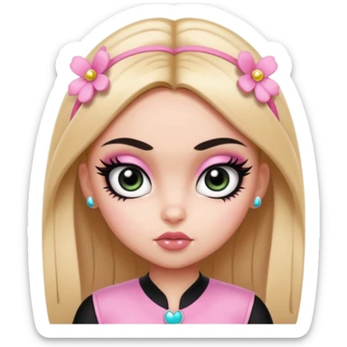 powerpuff girls blossm russian features, beauty, pretty eyes, black eyeliner, pretty bratz baddie sticker
