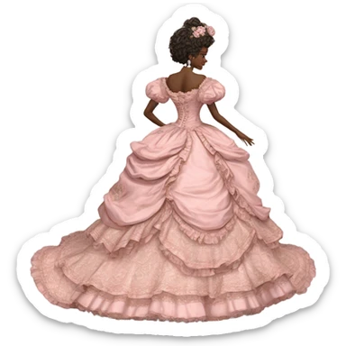 Beautiful highly detailed vintage pink rococo baroque gown sticker