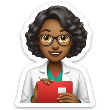 stanford physician asian black woman giving viewer a red card sticker