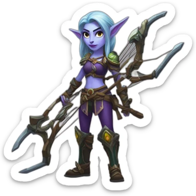 warcraft night elf hunter female holding crossbow sticker