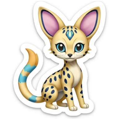 Colorful Marked Randomly Patterned Exotic Meloetta-Serval-Cresselia-Palkia-Stitch-Fakémon-creature-hybrid sticker