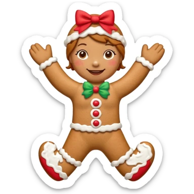 Christmas cookie with arms and legs and red bow on her head sticker