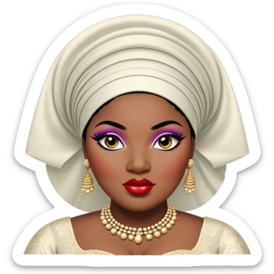 big plus size, black hair, baddie,pretty, makeup, lipgloss, black eyeliner, dark skin, Nigerian, gele, wedding, fancy
 sticker