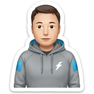 elon musk in gray hoodie full height sticker