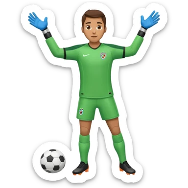 soccer goalkeeper full body and football boots arms out sticker