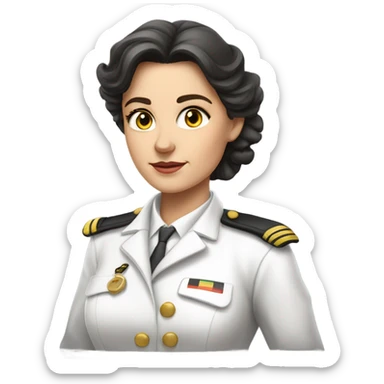 German Ship Captain Woman white Uniform dark hair sticker