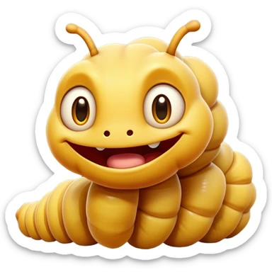 Cinematic Cheeky Caterpillar Portrait Emoji, Head tilted dramatically with an exaggeratedly surprised expression, featuring a tiny, wiggly body with wide, comically expressive eyes full of playful wonder and animated, curving segments, Simplified yet hilariously expressive features, highly detailed, glowing with a slightly sassy natural glow, high shine, dramatic yet playful, stylized with an air of cheeky woodland mischief, soft glowing outline, capturing the essence of a meme-worthy caterpillar that looks ready to wiggle its way into viral fame! sticker