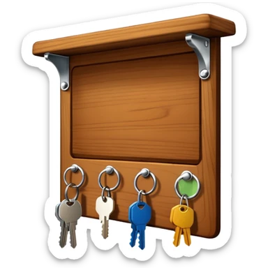 Plain wooden Wall Key holder with no smiley faces  sticker