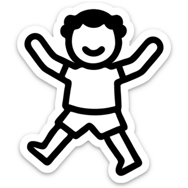 black kid, playful pose, outlined icon with no fill sticker