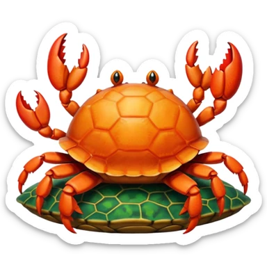 crab sitting on a turtle sticker