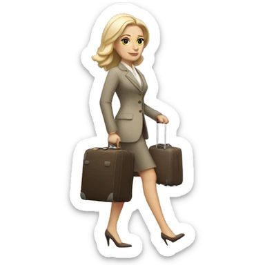 Posh white woman with luggage walking  sticker