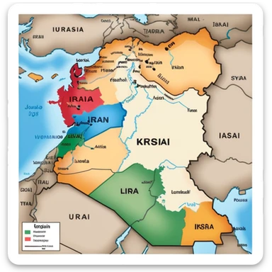 Map of Kurdistan showing the Kurdish region across Turkey, Iraq, Iran, and Syria sticker