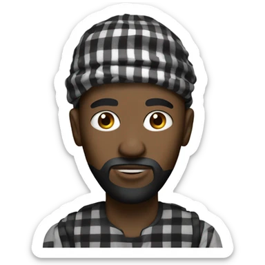 Black you man wearing a keffiyeh on his head a little hair sticking out and has a goatee  sticker