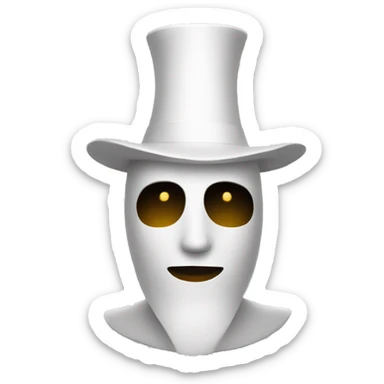 A man wearing a white gown with a tall pointed whit hat/mask. sticker