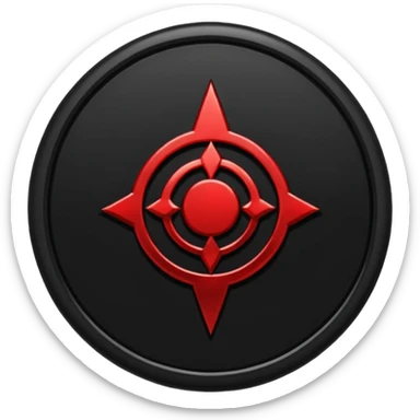 iOS sticker, dark fantasy amulet, black base, red symbol, minimal sticker