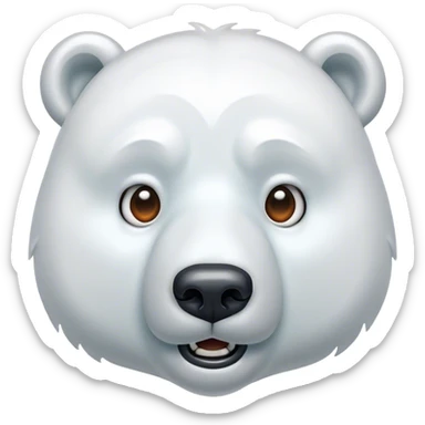 Cinematic Comical Polar Bear Portrait Emoji, Head tilted dramatically with an exaggeratedly shocked expression, featuring a robust, snowy build with wide, comically expressive eyes full of humorous disbelief, Simplified yet hilariously expressive features, highly detailed, glowing with a slightly sassy polar glow, high shine, dramatic yet playful, stylized with an air of quirky arctic attitude, soft glowing outline, capturing the essence of a meme-worthy polar bear that appears ready to side-eye its way into viral fame! sticker