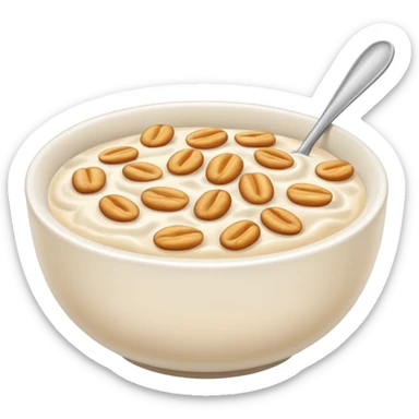 a plain bowl of wheat cereal with milk, there's nothing in the picture but a bowl of cereal sticker