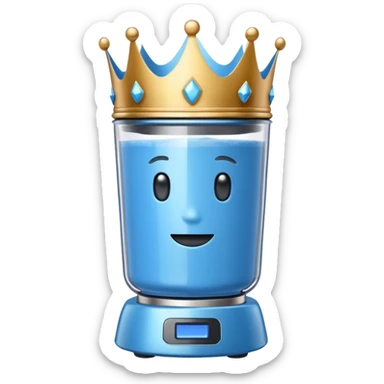 Blue blender with a crown sticker