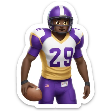 american football player wearing purple and gold jersey  sticker
